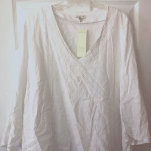 Embroidered Linen ¾ sleeve Shirt